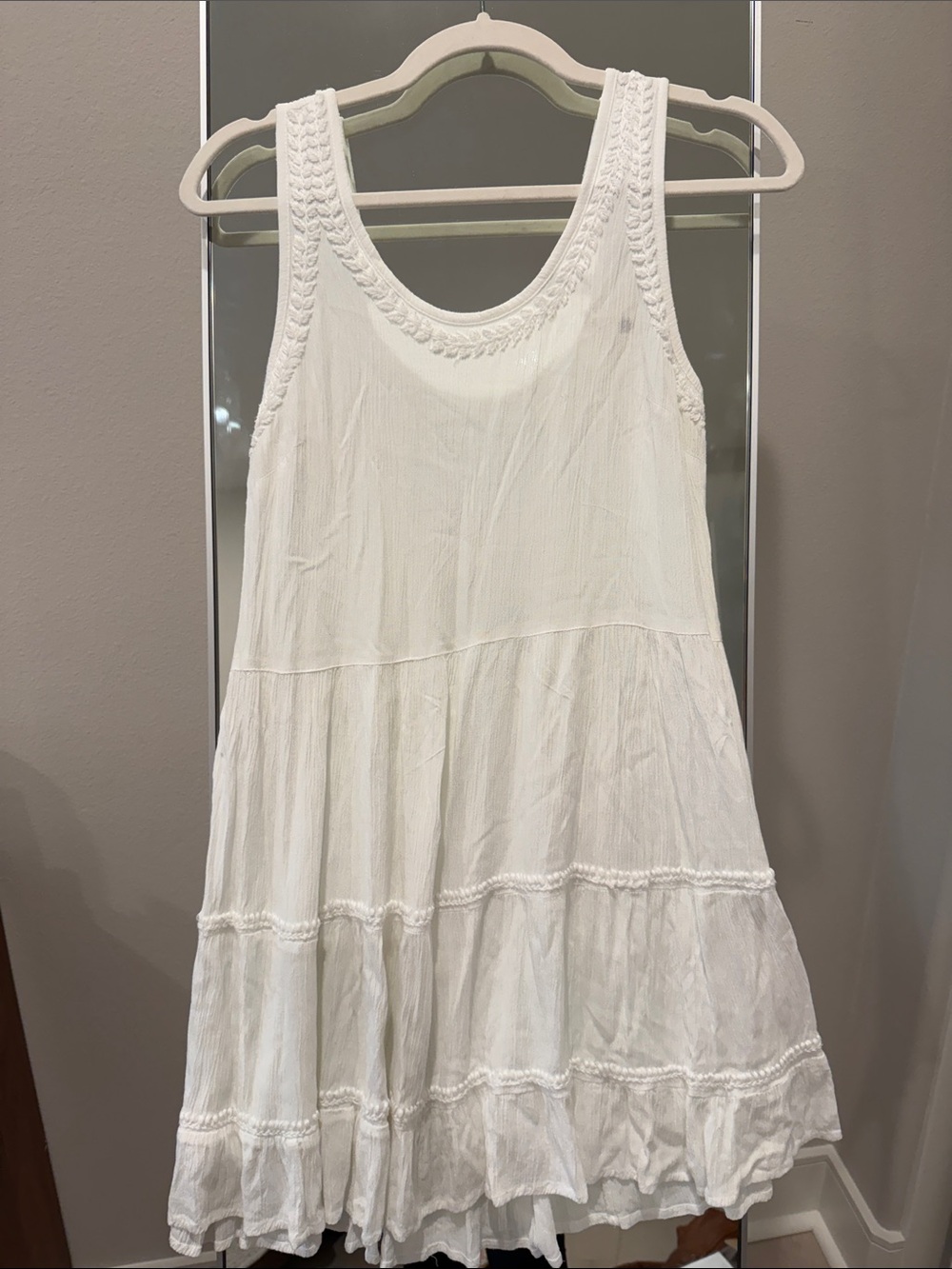 Women’s White Sleeveless Tiered Sundress For the beach SZ XS/S